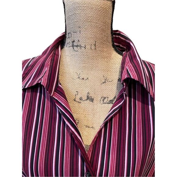 Kim Rogers Women's 2XL Striped Button-Up Blouse Multicolor Long Sleeve - Picture 2 of 8